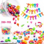 Pop Beads Set 200+ PCS Pop Snap Beads Arts and Crafts Toys Gifts for Kids Age 4yr-8yr Jewellery Making Kit for 4 5 6 7 Year Old Girls Necklace and Bracelet and Ring Creativity DIY Set  B07L6MYFSQ